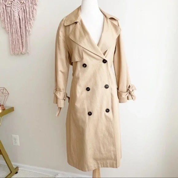 TopShop tan trench coat size US 2